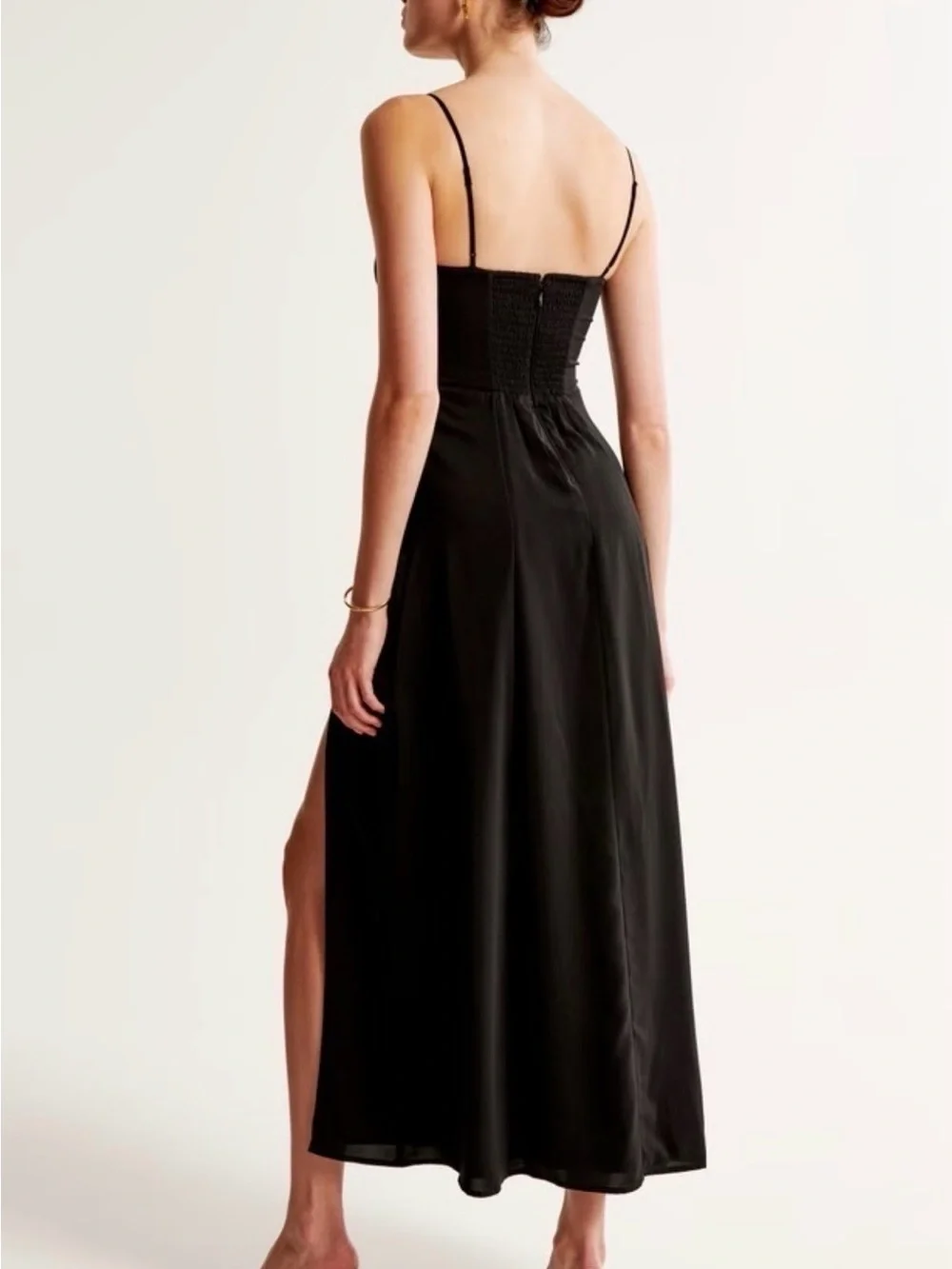 Abercrombie & Fitch The A&F Camille Maxi Dress Black Satin Size MP